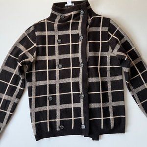 Vintage Max Mara Plaid Double Breasted Sweater